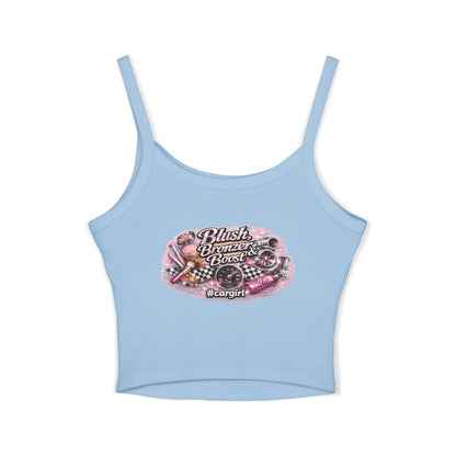 Spaghetti Tank Top — 'Blush Bronzer Boost' Graphic Crop Top
