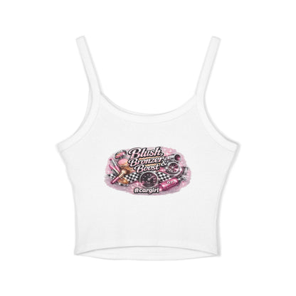 Spaghetti Tank Top — 'Blush Bronzer Boost' Graphic Crop Top