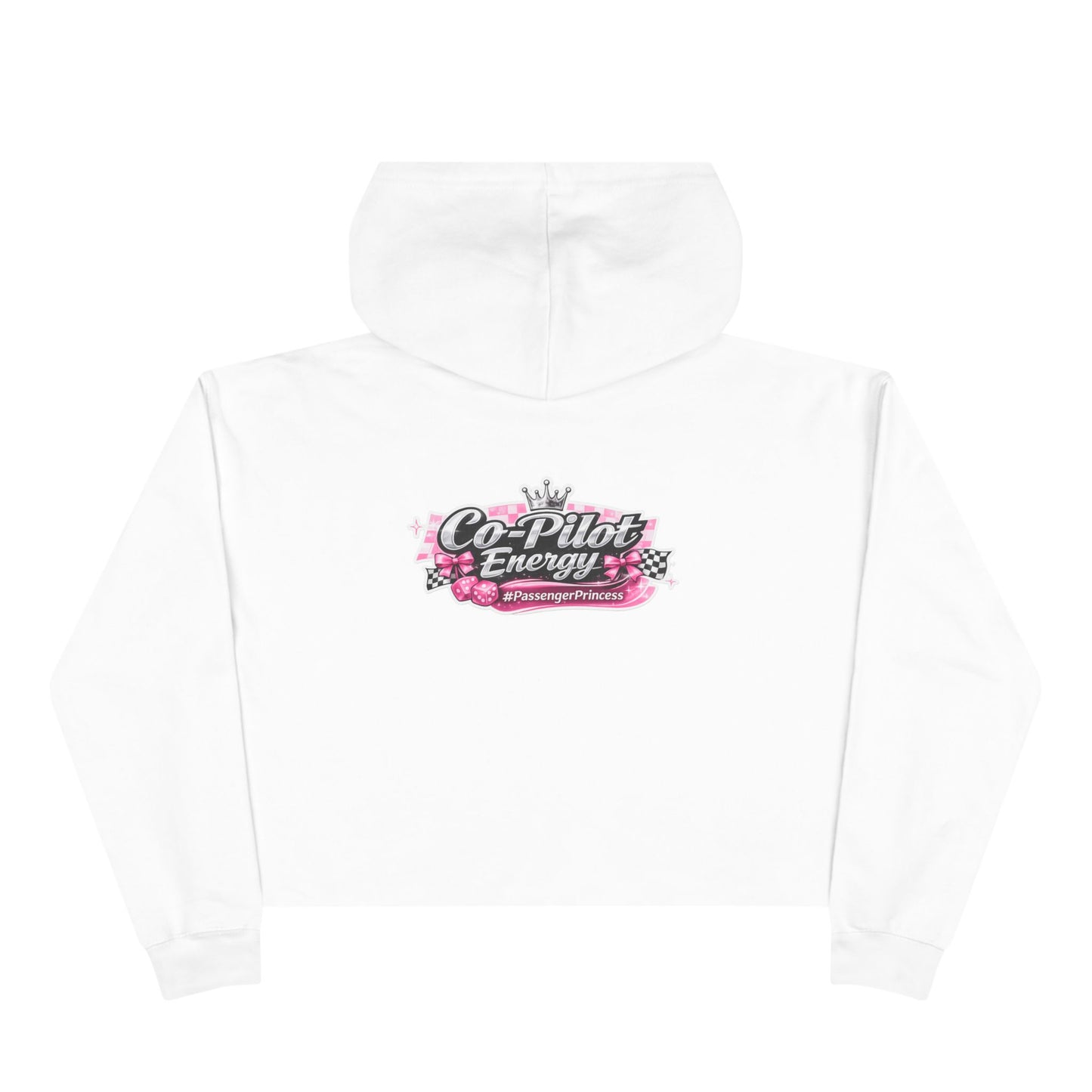 Co-Pilot Energy Cropped Hoodie — Retro Pink Racing Graphic Crop Sweatshirt