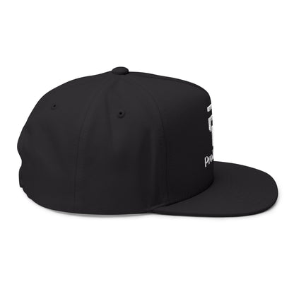ProTradez Embroidered Flat Bill Cap — Black Snapback Hat