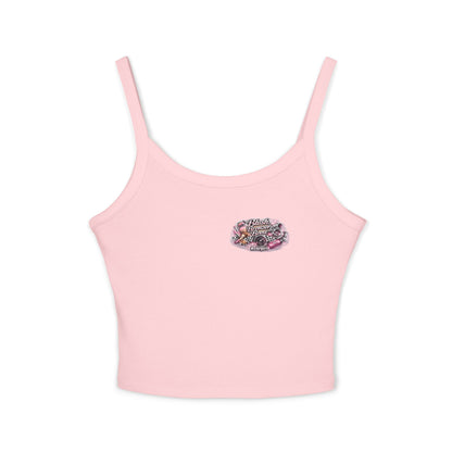 Spaghetti Tank Top — 'Blush Bronzer Boost' Graphic Crop Top