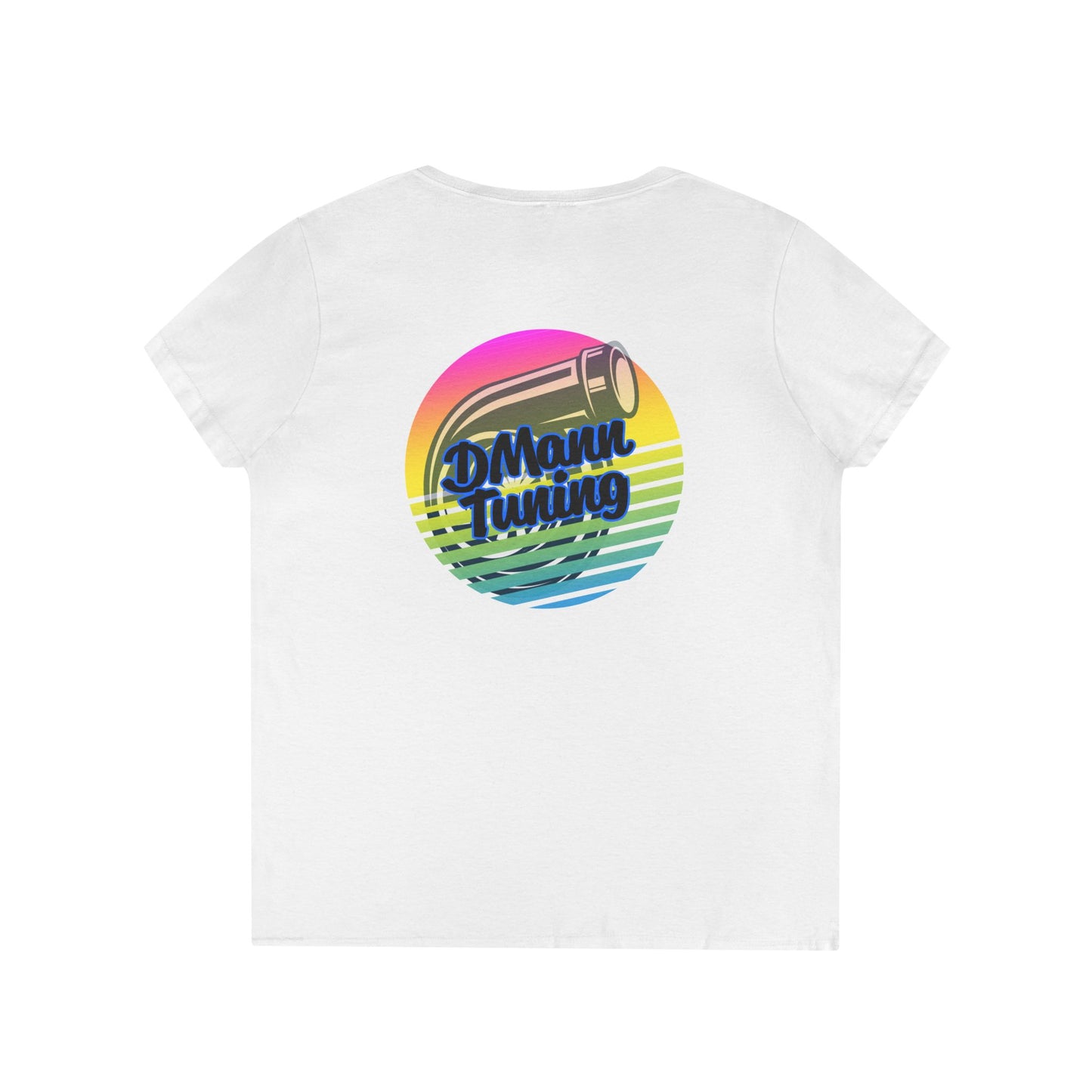 DMann Tuning Sunset Logo - Ladies' V-Neck T-Shirt —
