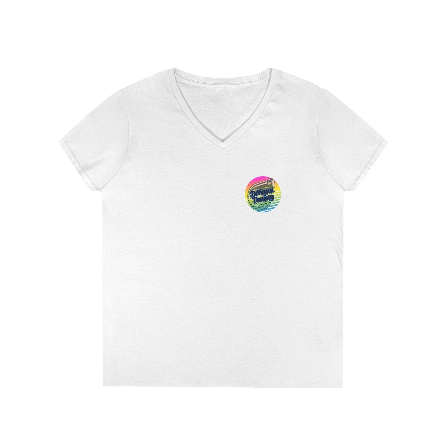 DMann Tuning Sunset Logo - Ladies' V-Neck T-Shirt —