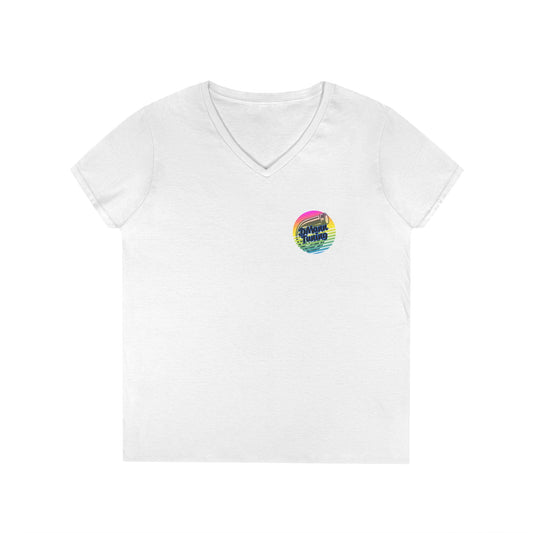 DMann Tuning Sunset Logo - Ladies' V-Neck T-Shirt —