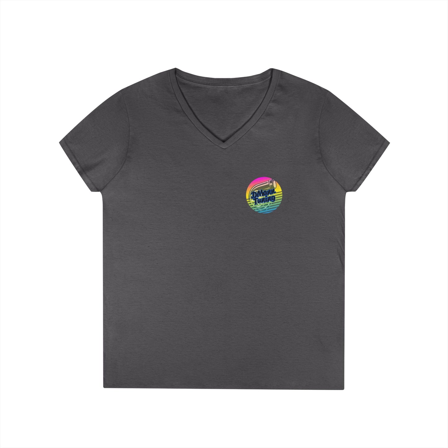 DMann Tuning Sunset Logo - Ladies' V-Neck T-Shirt —