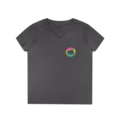 DMann Tuning Sunset Logo - Ladies' V-Neck T-Shirt —