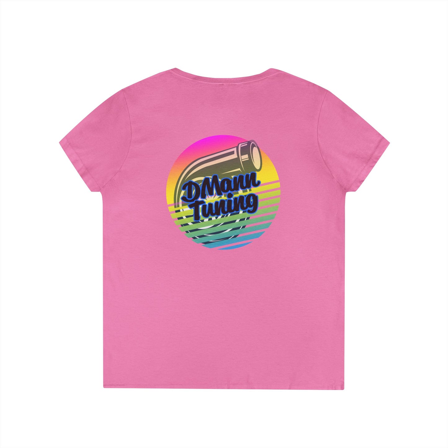 DMann Tuning Sunset Logo - Ladies' V-Neck T-Shirt —