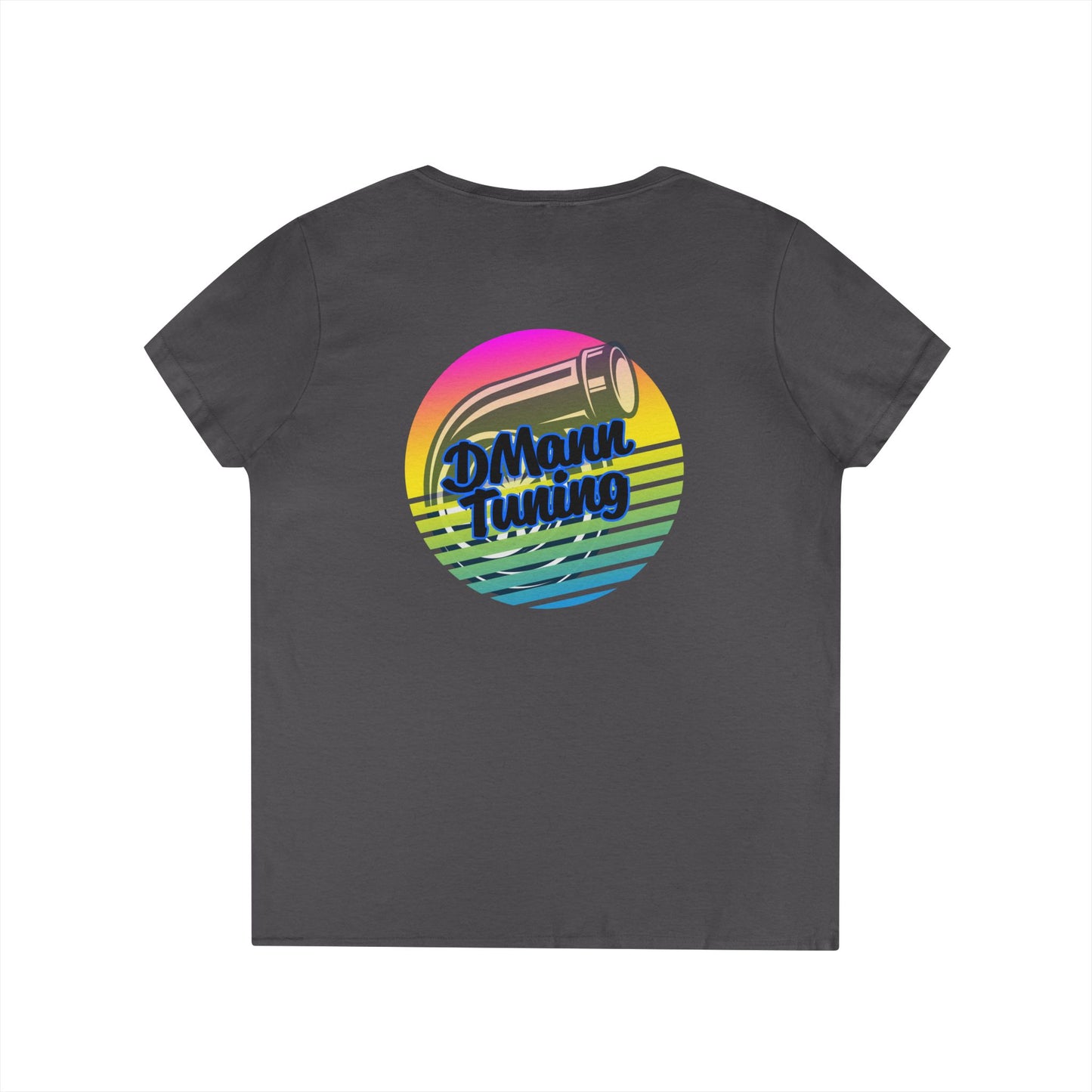DMann Tuning Sunset Logo - Ladies' V-Neck T-Shirt —