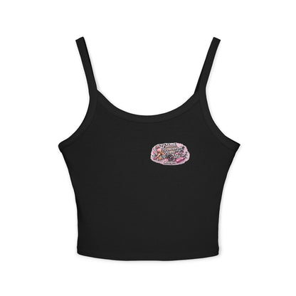Spaghetti Tank Top — 'Blush Bronzer Boost' Graphic Crop Top