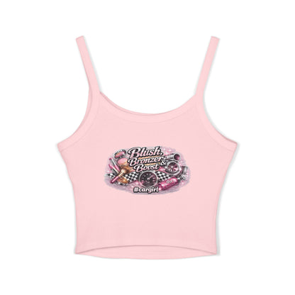 Spaghetti Tank Top — 'Blush Bronzer Boost' Graphic Crop Top