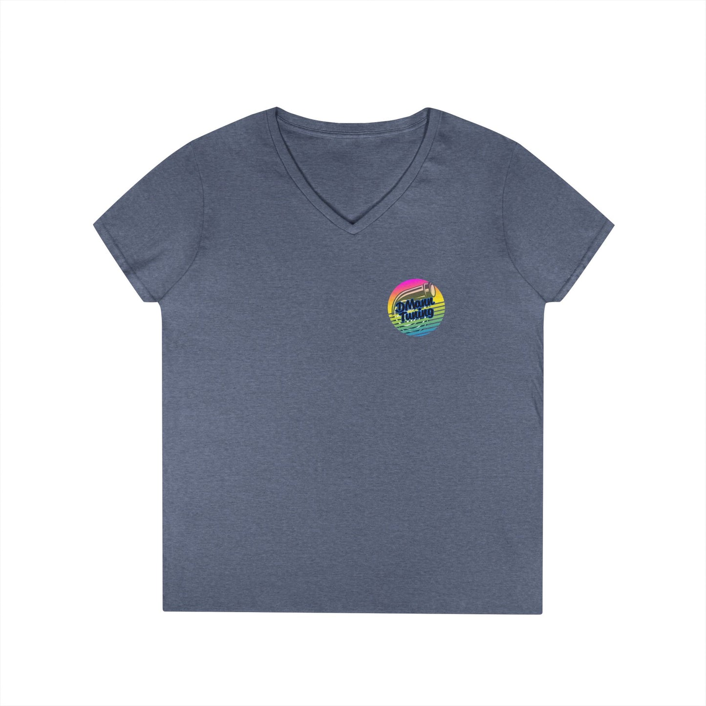 DMann Tuning Sunset Logo - Ladies' V-Neck T-Shirt —