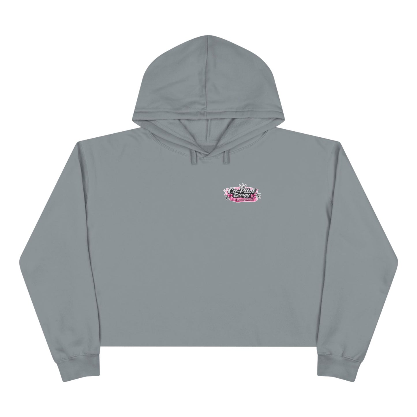 Co-Pilot Energy Cropped Hoodie — Retro Pink Racing Graphic Crop Sweatshirt