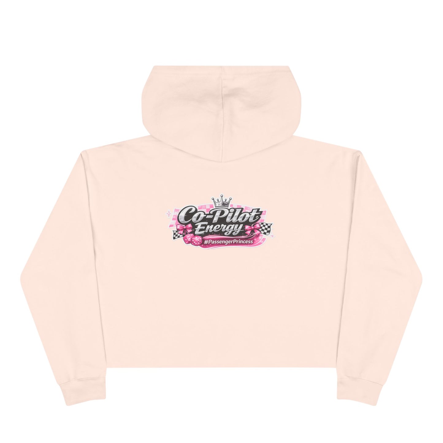 Co-Pilot Energy Cropped Hoodie — Retro Pink Racing Graphic Crop Sweatshirt