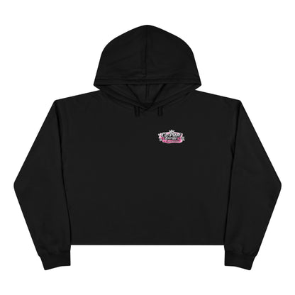 Co-Pilot Energy Cropped Hoodie — Retro Pink Racing Graphic Crop Sweatshirt