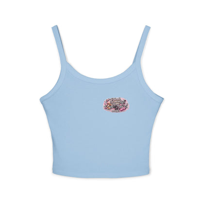 Spaghetti Tank Top — 'Blush Bronzer Boost' Graphic Crop Top