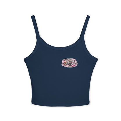 Spaghetti Tank Top — 'Blush Bronzer Boost' Graphic Crop Top