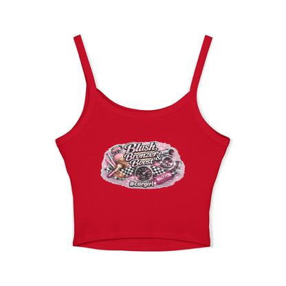 Spaghetti Tank Top — 'Blush Bronzer Boost' Graphic Crop Top