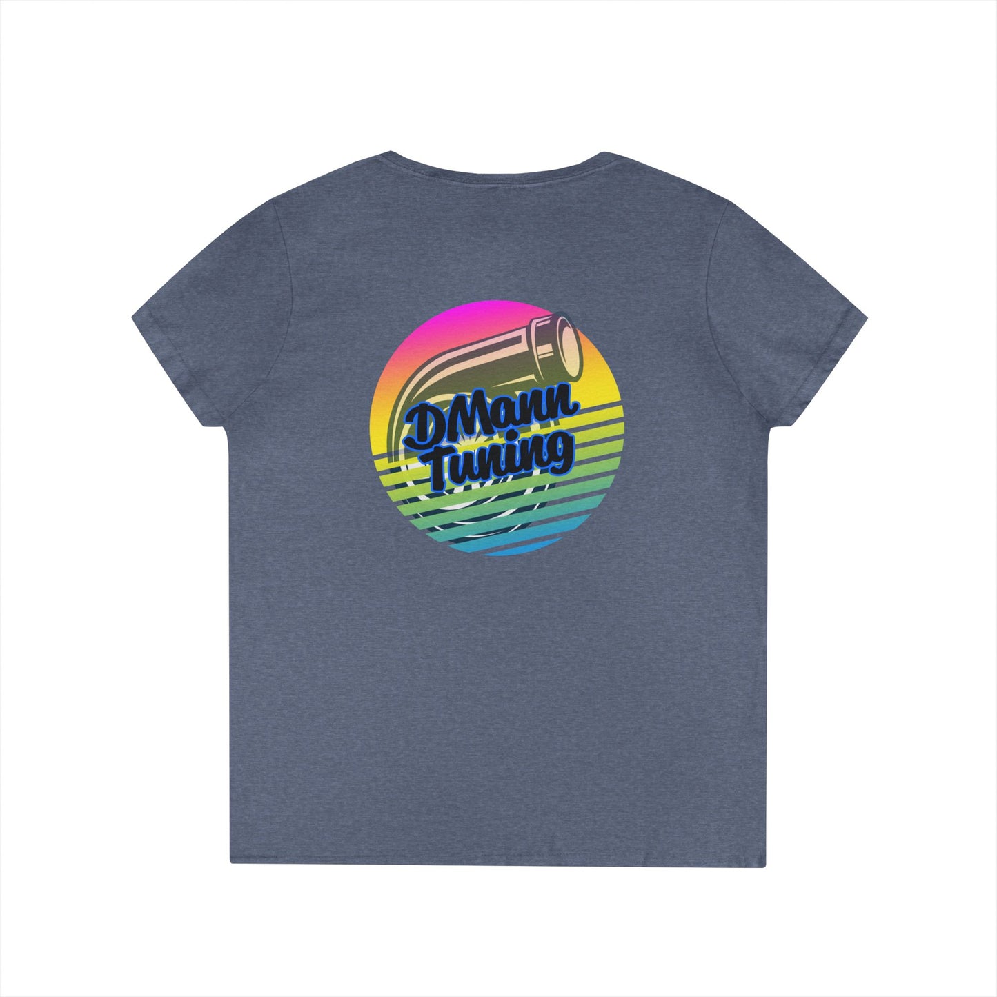 DMann Tuning Sunset Logo - Ladies' V-Neck T-Shirt —