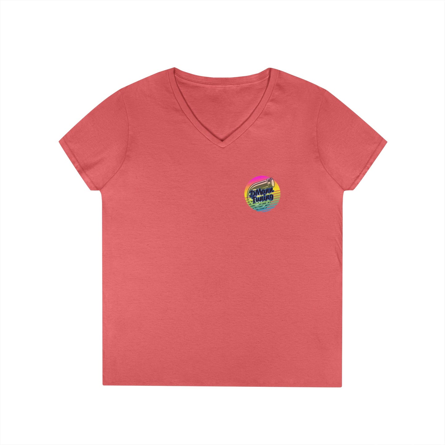 DMann Tuning Sunset Logo - Ladies' V-Neck T-Shirt —