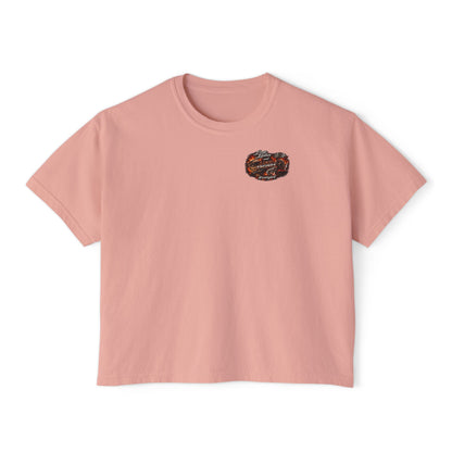 Long Lashes & Loud Engines Women's Boxy Tee – Car Girl Graphic Cropped T-Shirt