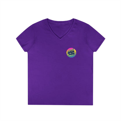 DMann Tuning Sunset Logo - Ladies' V-Neck T-Shirt —