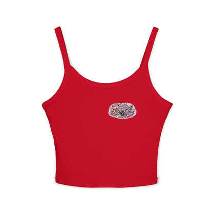 Spaghetti Tank Top — 'Blush Bronzer Boost' Graphic Crop Top
