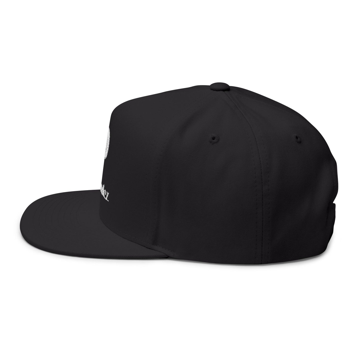 ProTradez Embroidered Flat Bill Cap — Black Snapback Hat