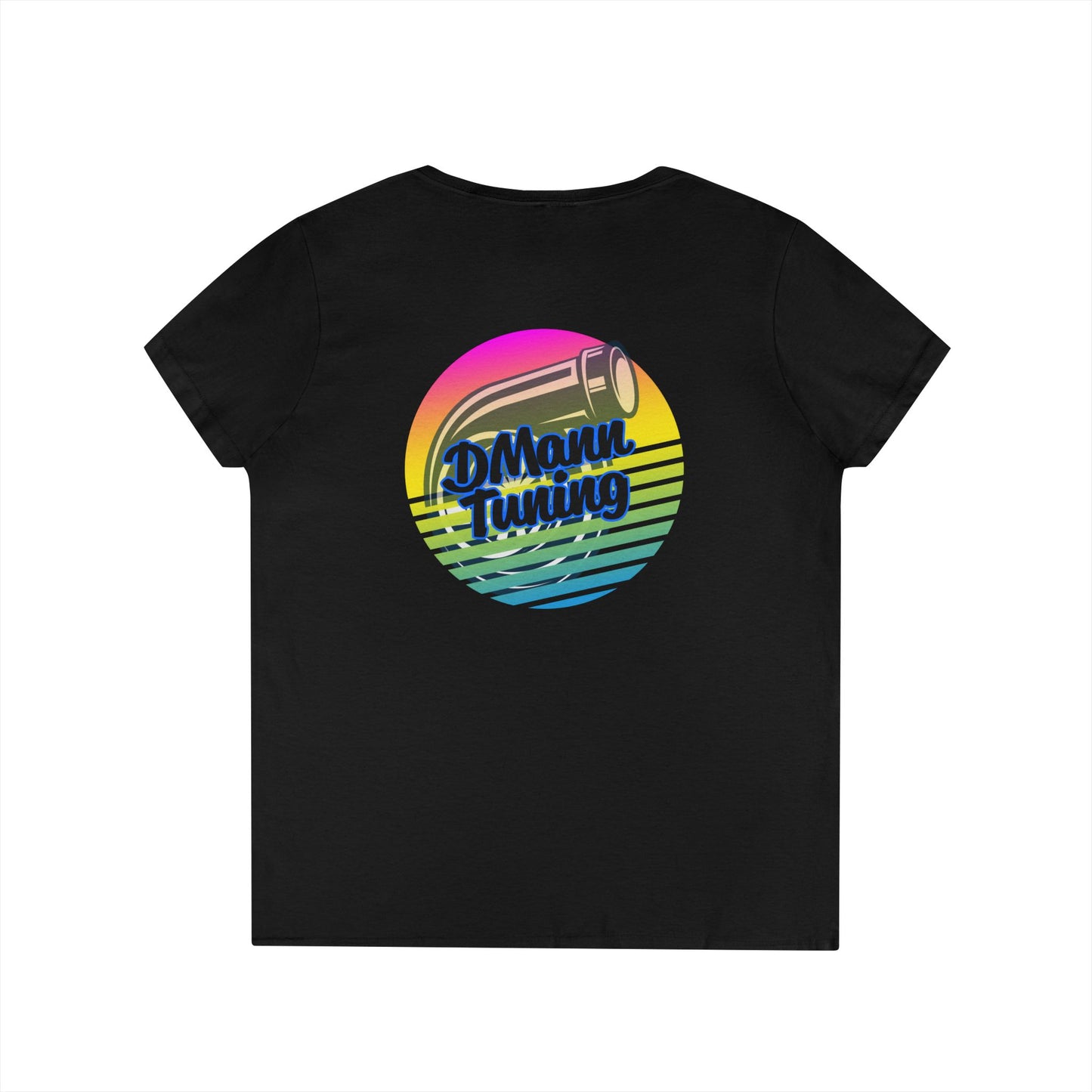 DMann Tuning Sunset Logo - Ladies' V-Neck T-Shirt —