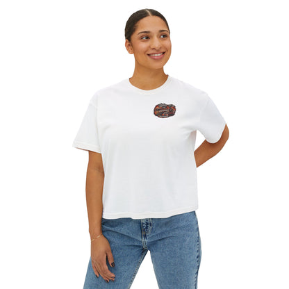 Long Lashes & Loud Engines Women's Boxy Tee – Car Girl Graphic Cropped T-Shirt