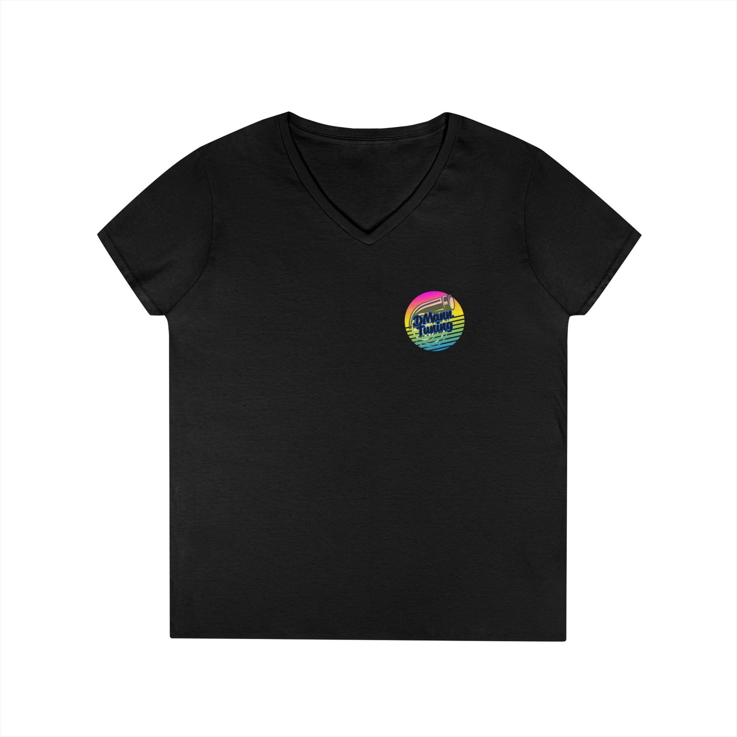 DMann Tuning Sunset Logo - Ladies' V-Neck T-Shirt —