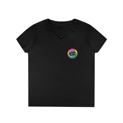 DMann Tuning Sunset Logo - Ladies' V-Neck T-Shirt —