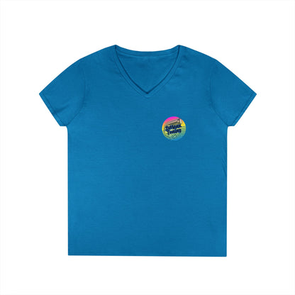 DMann Tuning Sunset Logo - Ladies' V-Neck T-Shirt —
