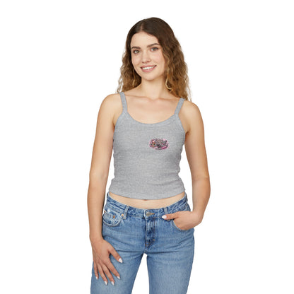 Spaghetti Tank Top — 'Blush Bronzer Boost' Graphic Crop Top