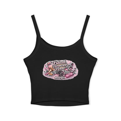 Spaghetti Tank Top — 'Blush Bronzer Boost' Graphic Crop Top