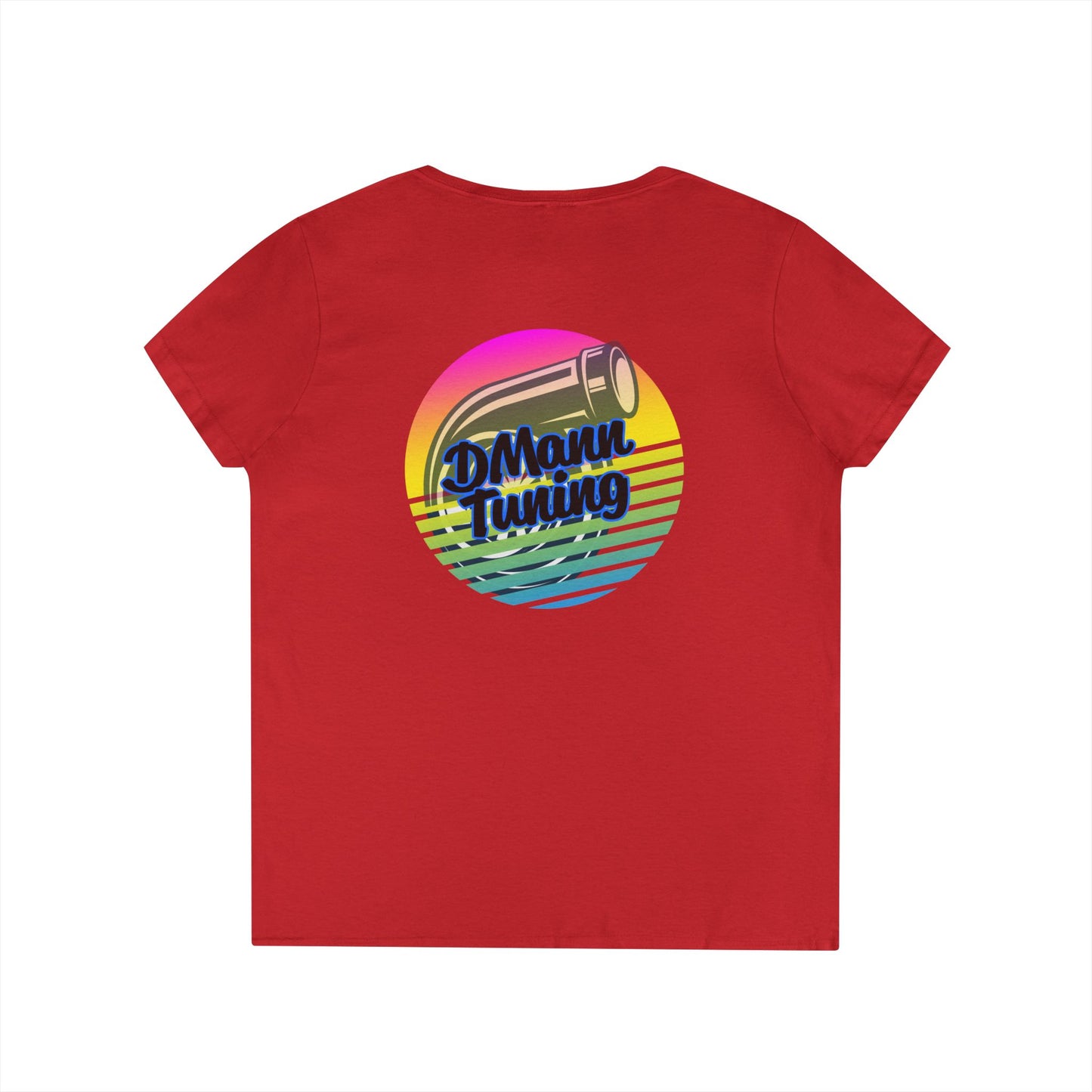 DMann Tuning Sunset Logo - Ladies' V-Neck T-Shirt —