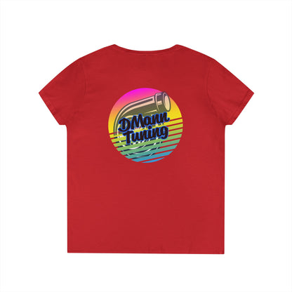 DMann Tuning Sunset Logo - Ladies' V-Neck T-Shirt —