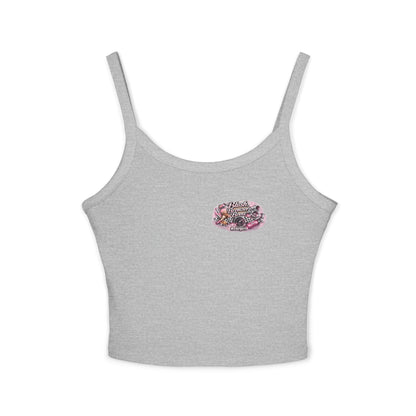 Spaghetti Tank Top — 'Blush Bronzer Boost' Graphic Crop Top
