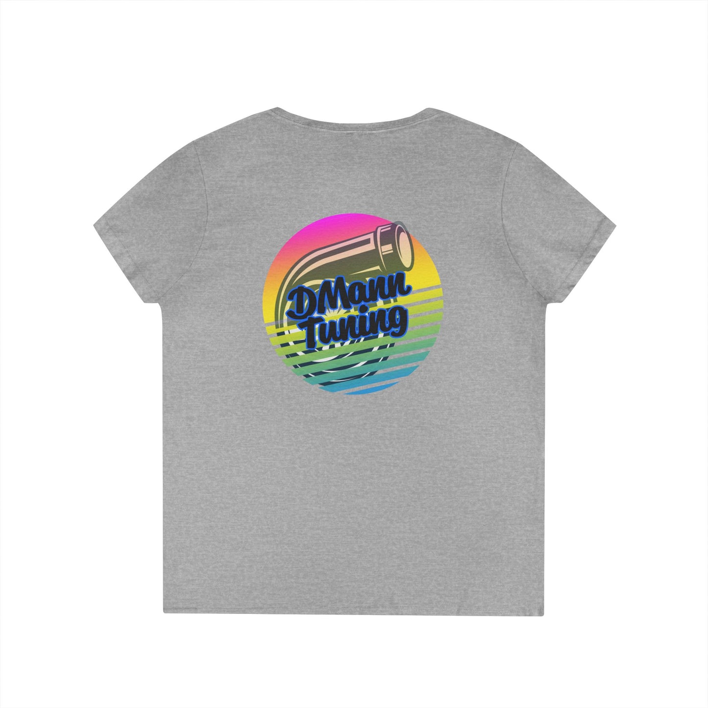 DMann Tuning Sunset Logo - Ladies' V-Neck T-Shirt —