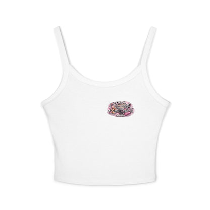 Spaghetti Tank Top — 'Blush Bronzer Boost' Graphic Crop Top