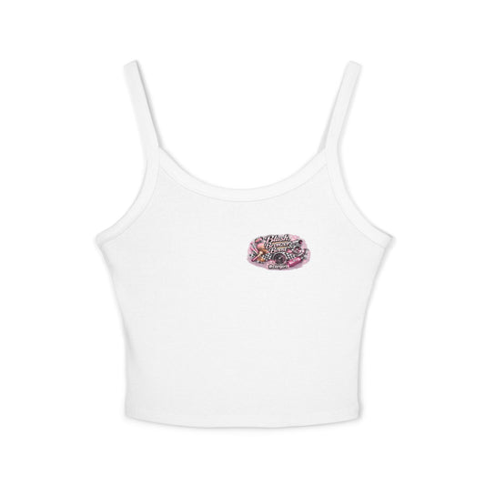 Spaghetti Tank Top — 'Blush Bronzer Boost' Graphic Crop Top