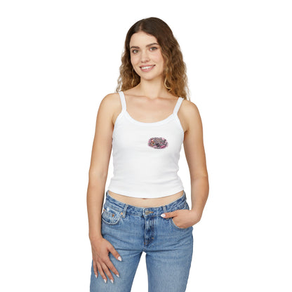 Spaghetti Tank Top — 'Blush Bronzer Boost' Graphic Crop Top