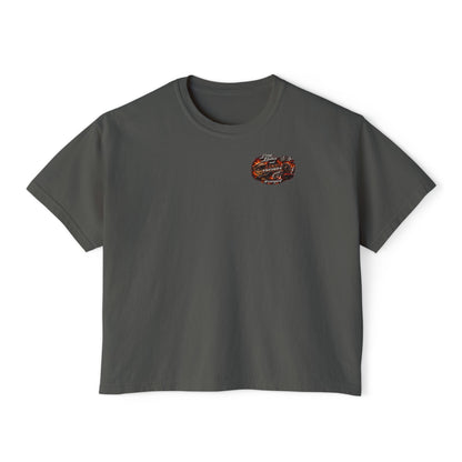 Long Lashes & Loud Engines Women's Boxy Tee – Car Girl Graphic Cropped T-Shirt