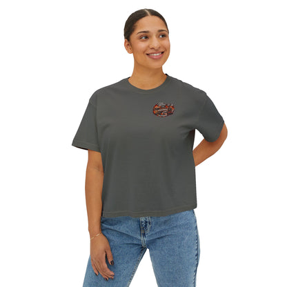 Long Lashes & Loud Engines Women's Boxy Tee – Car Girl Graphic Cropped T-Shirt