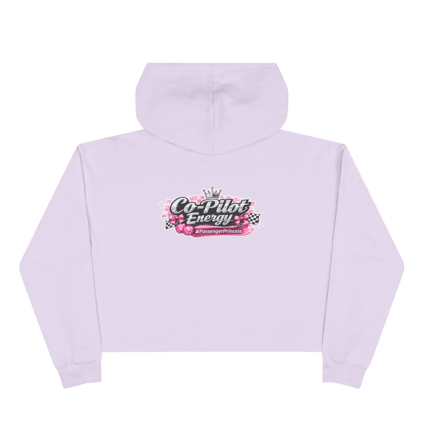 Co-Pilot Energy Cropped Hoodie — Retro Pink Racing Graphic Crop Sweatshirt