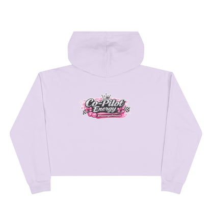 Co-Pilot Energy Cropped Hoodie — Retro Pink Racing Graphic Crop Sweatshirt