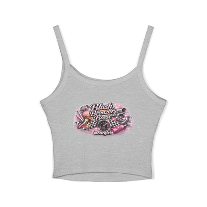 Spaghetti Tank Top — 'Blush Bronzer Boost' Graphic Crop Top