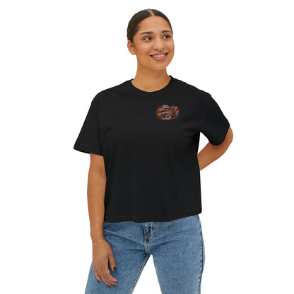 Long Lashes & Loud Engines Women's Boxy Tee – Car Girl Graphic Cropped T-Shirt