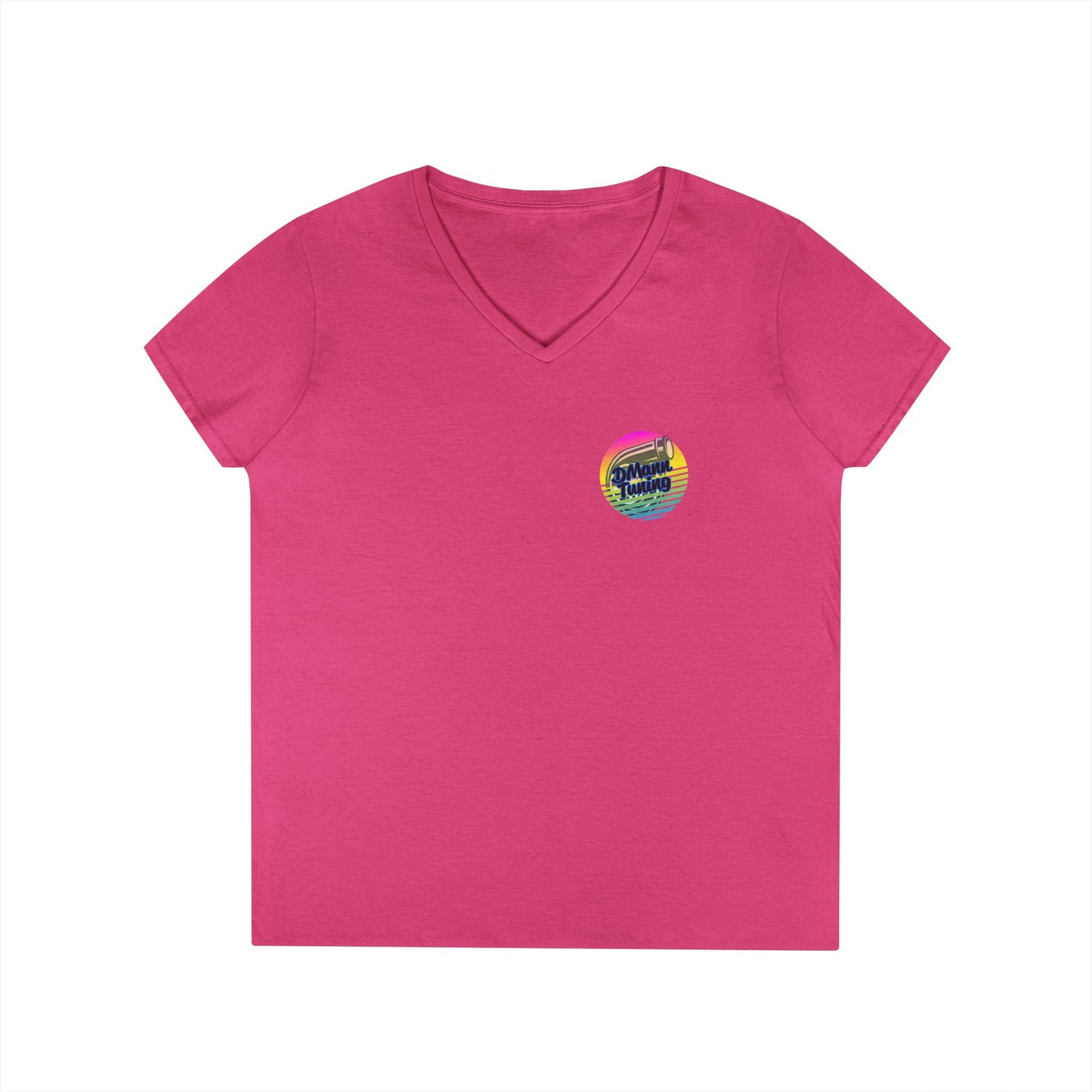 DMann Tuning Sunset Logo - Ladies' V-Neck T-Shirt —