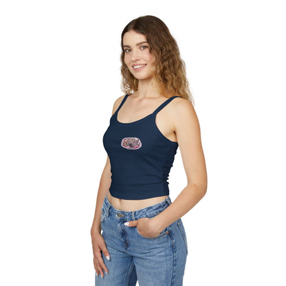 Spaghetti Tank Top — 'Blush Bronzer Boost' Graphic Crop Top