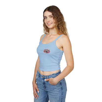 Spaghetti Tank Top — 'Blush Bronzer Boost' Graphic Crop Top